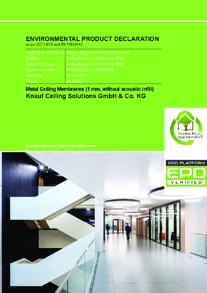 EPD Metal Ceiling Membranes (1 mm, without acoustic infill)