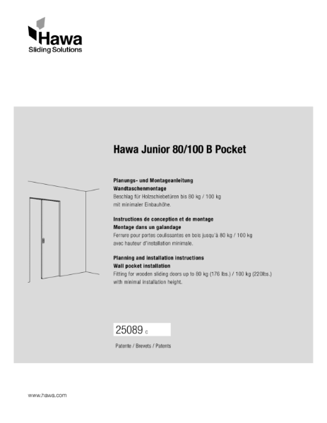 Hawa Junior 80B Pocket Installation Instructions