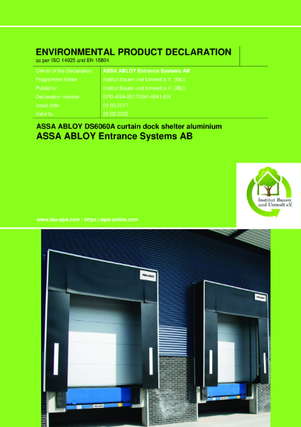 ASSA ABLOY DS6060A Aluminium Framed Dock Shelter EPD Document