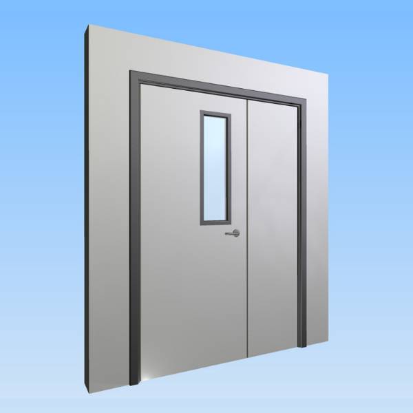 CS Acrovyn® Impact Resistant Doorset - Unequal pair&nbsp;with type VP3 Vision Panel