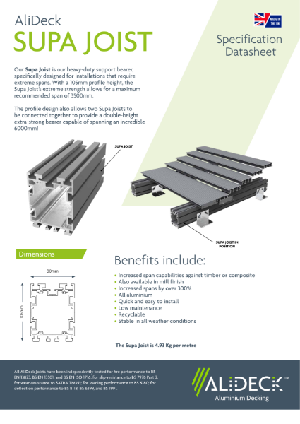 AliDeck Supa Joist Datasheet