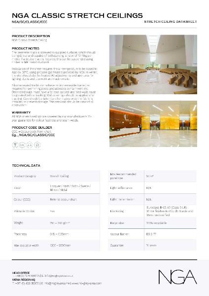 NGA CLASSIC STRETCH CEILINGS