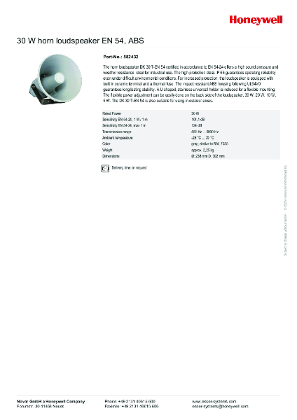 582432 30 Watt Horn Loudspeaker