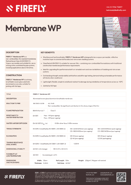 FIREFLY™ Membrane WP A2 Class - Data Sheet