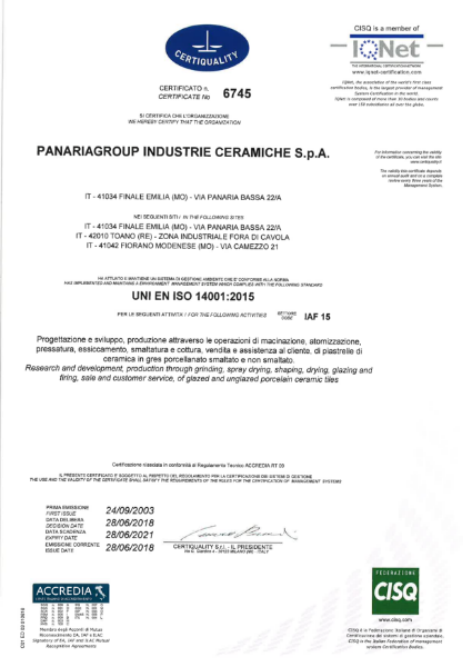 UNI EN ISO 14001: 2015