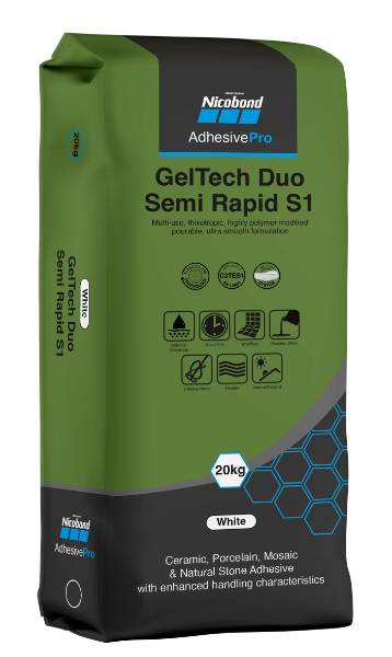Nicobond GelTech Duo Semi Rapid S1 - Wall and Floor Tile Adhesive