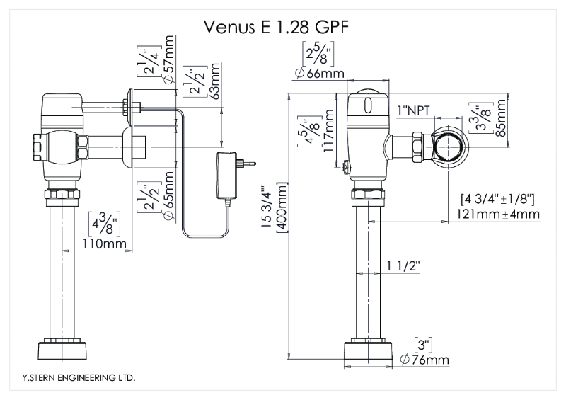 Venus E 1.28 GPF - Product Drawing