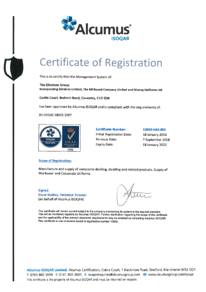 BS OHSAS 18001: 2007 Certificate