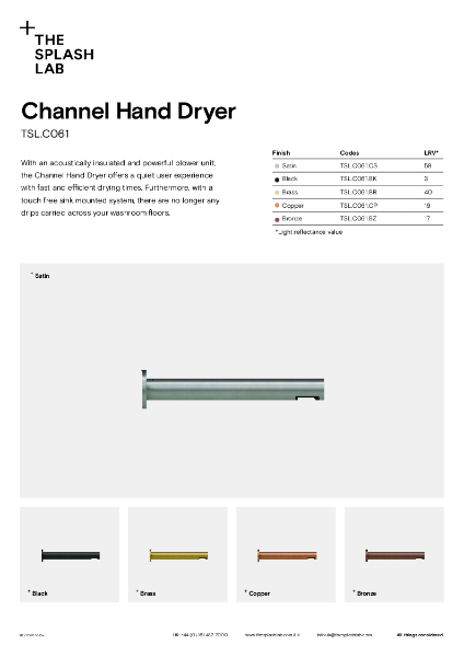 Channel Hand Dryer Datasheet