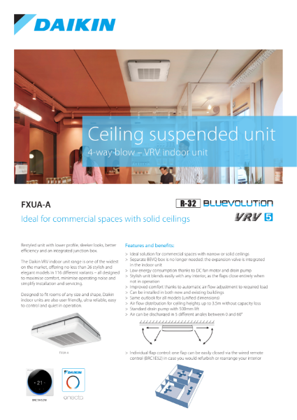 FXUA-A (Under Ceiling) Data Sheet