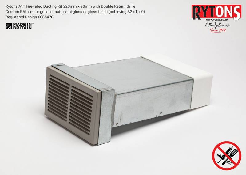 Rytons A1® Fire-rated Straight Ducting Kit 220 x 90 mm with Double Air Brick
