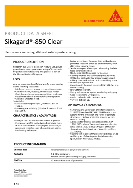 Sikagard 850 Clear product datasheet