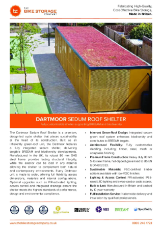 Dartmoor Cycle Shelter - Data Sheet