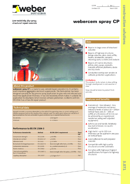 webercem spray CP - Technical datasheet