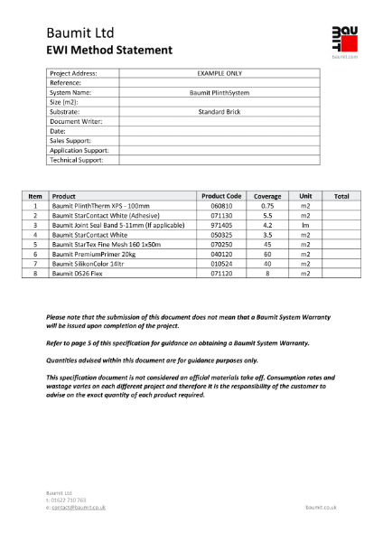 PlinthSystem - Method Statement
