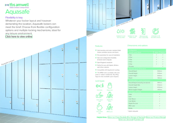 Aquasafe Lockers Data Sheet