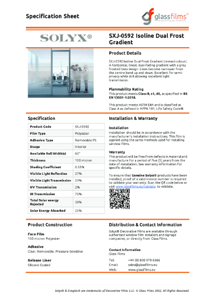 SXJ-0592 Isoline Dual Frost Gradient Specification Sheet