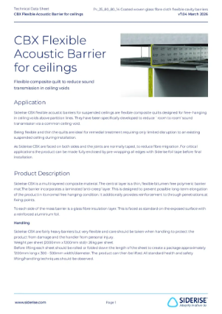 Siderise CBX flexible acoustic barriers for ceilings v7.04