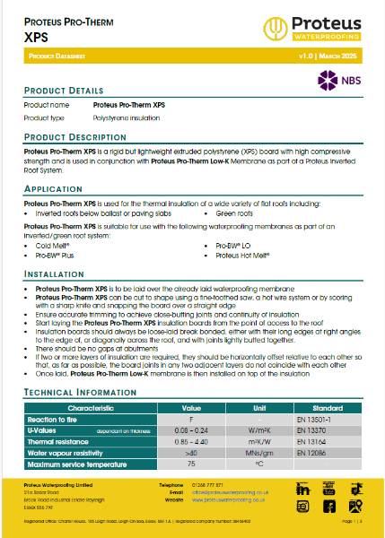 Product Data Sheet - Proteus Pro-Therm XPS