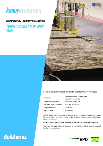 Knauf Insulation Timber Frame Party Wall Slab EPD-IES-0019497