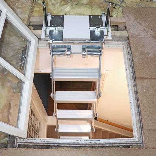 Glass loft hatch ladder from Premier Loft Ladders maintains period feature in Victorian home