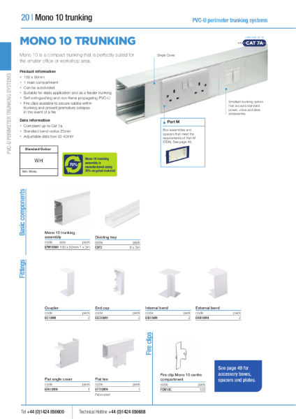 Mono 10 PVC-U Trunking Product Data Sheet
