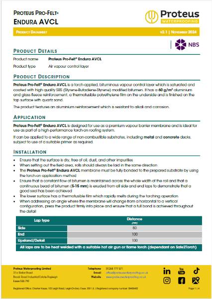 Product Data Sheet - Proteus Pro-Felt® Endura AVCL