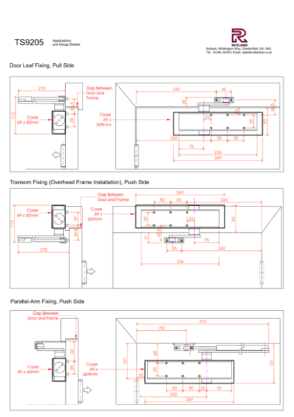 TS.9205 Dimensional Line Drawings