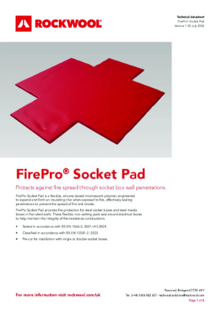 Datasheet - Fire - FirePro Socket Pad | ROCKWOOL Ltd | NBS Source