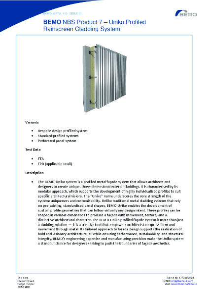 BEMO Uniko Profiled Rainscreen Cladding System