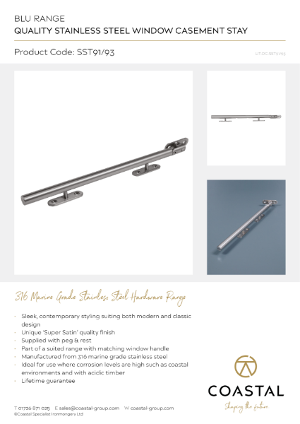 BLU™ - SST91/ SST93 Casement Window Stay Data Cards