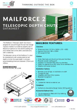 Mailforce 2 Telescopic Mailbox Datasheet