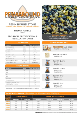 Resin Bound Stone — French Marble TDS