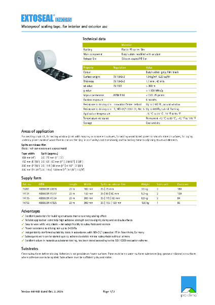 Extoseal Encors Technical Datasheet