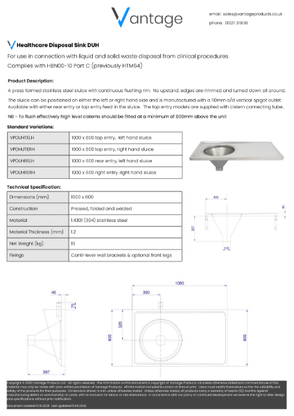 Product Data Sheet - VPDUH