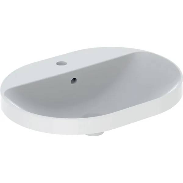Geberit Variform Countertop Washbasin, Elliptic, with Tap Hole Bench - Washbasin