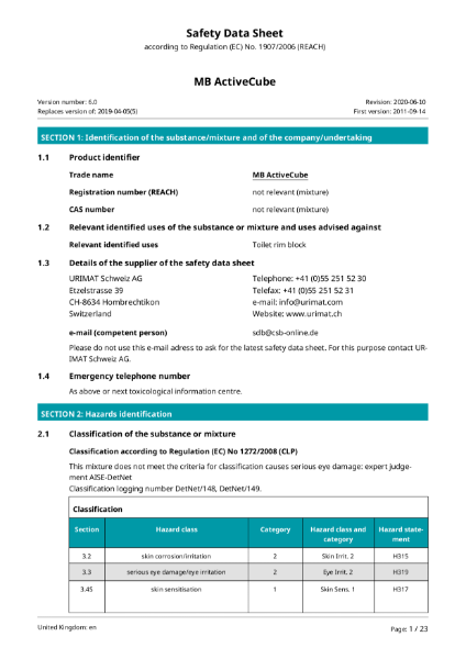 MB ActiveCube MSDS