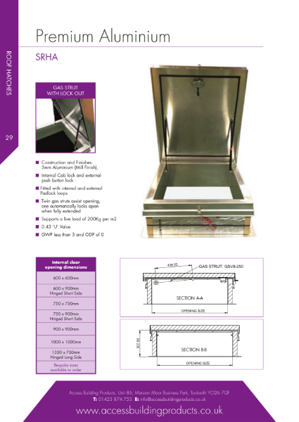 Roof Hatch [Aluminium] Data sheet