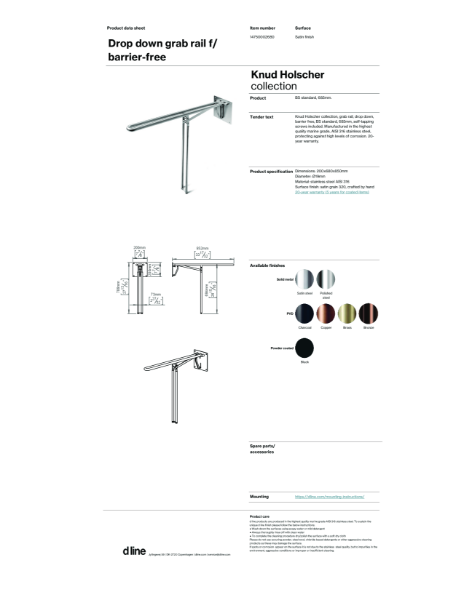 Drop down grab rail f/ barrier-free (data sheet)