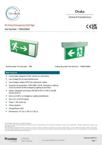 PoEasy Emergency Exit Sign Data Sheet