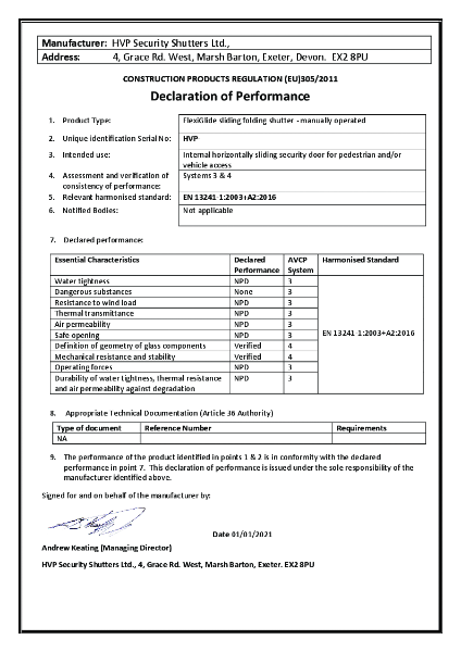 CPR - DoP - FlexiGlide