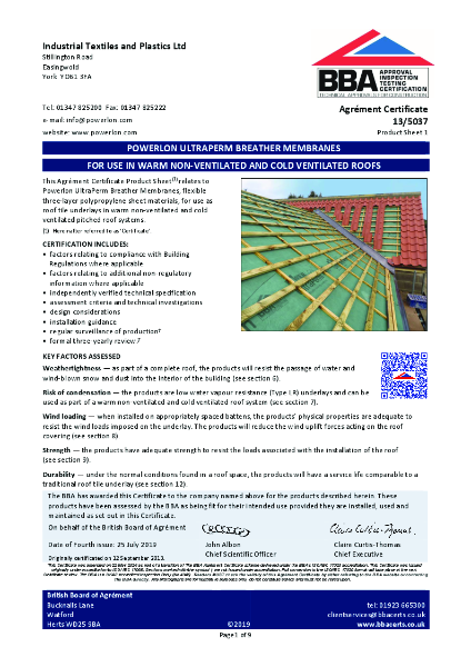 ITP UltraPerm BBA Cert 13-5037 2024 