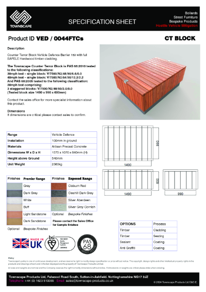 1570x1070x600 Full Cladding CT Block Specification Sheet VED0044FTC SAPELE