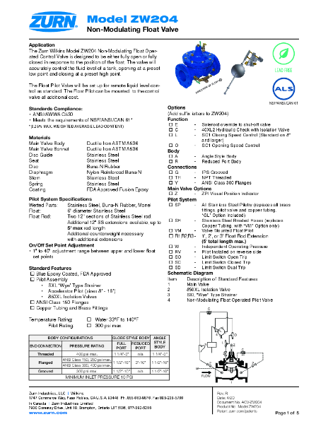 Specification Sheet - ZW204