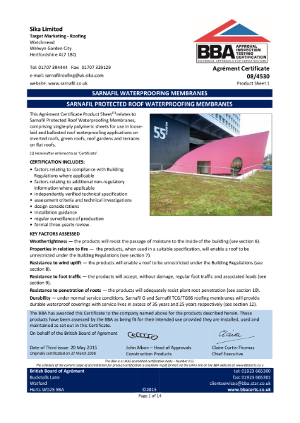 BBA Sarnafil Protected Membranes