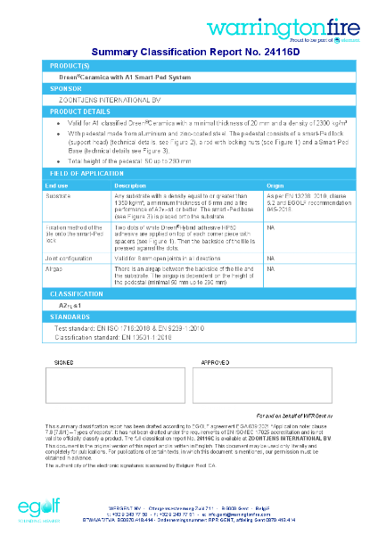 Classification report acc. to EN 13501-3