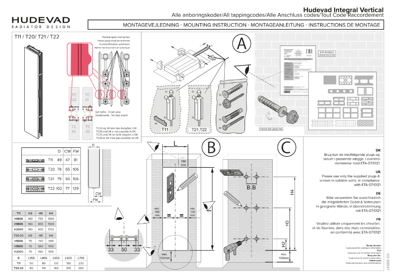 Hudevad Integral Vertical Instructions