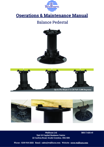 O & M Manual - Universal Adjustable Pedestals