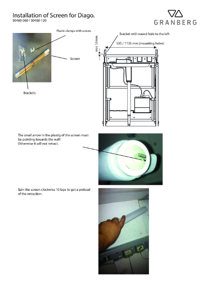 Installation Instructions - of Optional Roller Screen for Diago 504