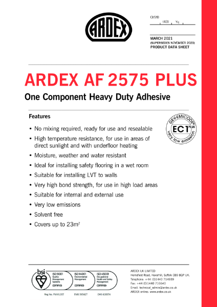 ARDEX AF 2575 Datasheet